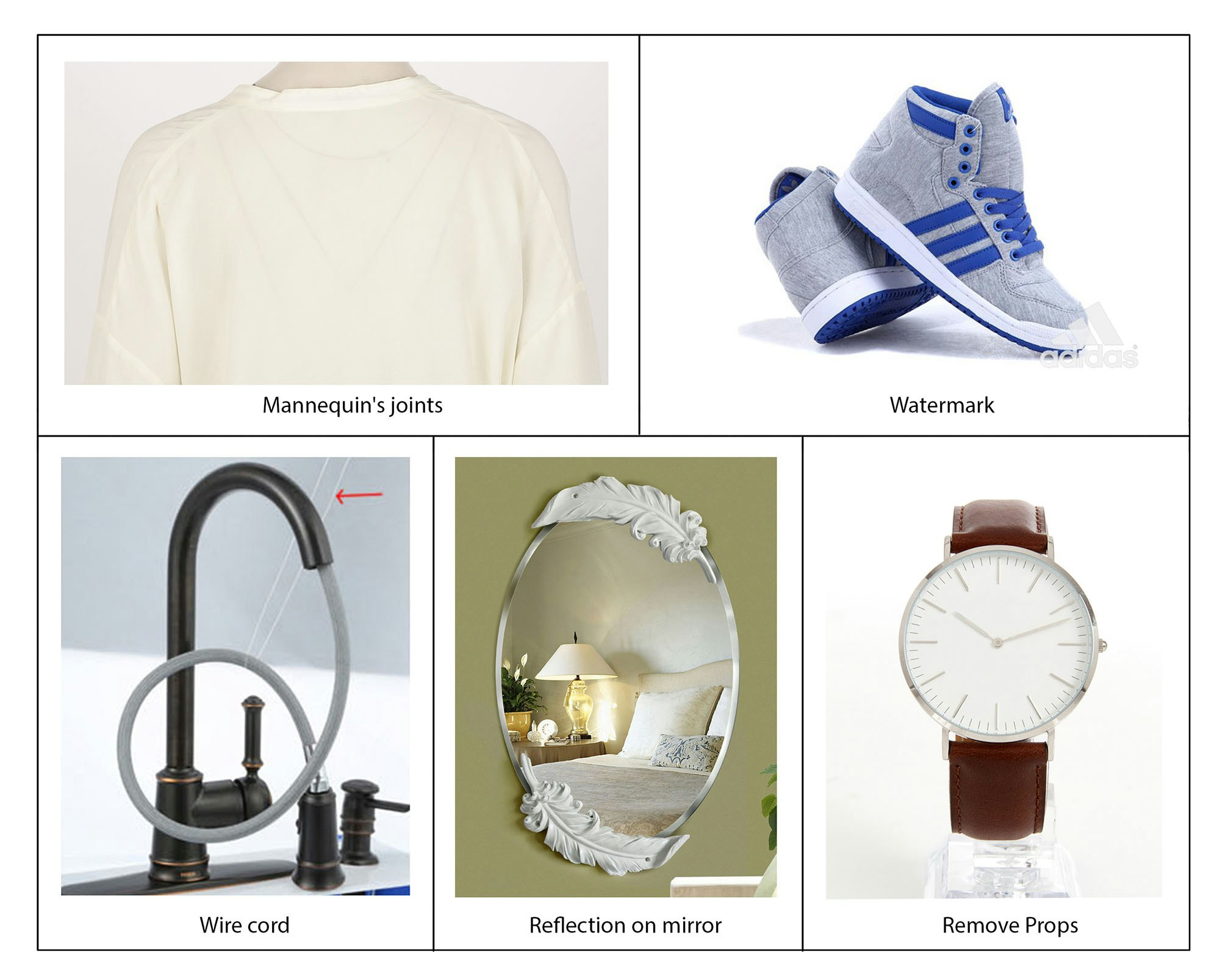Before retouching A compilation of product images in different categories before retouching